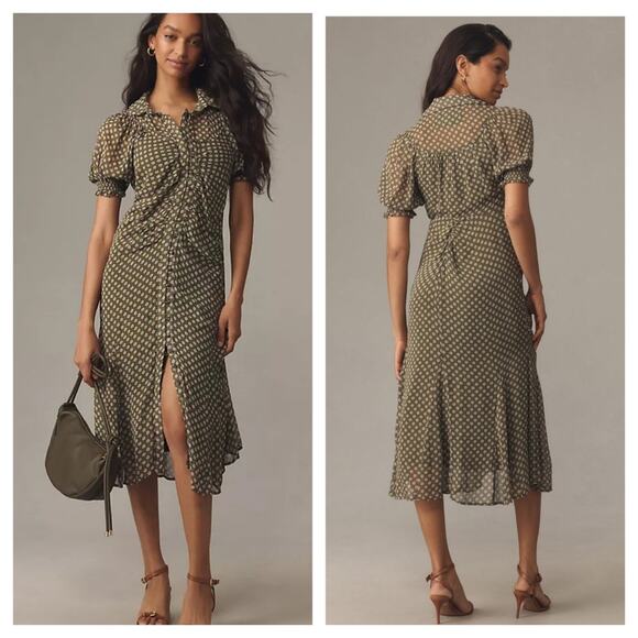 Anthropologie Maeve Constantine Midi Dress Green Size 4 - Picture 1 of 6